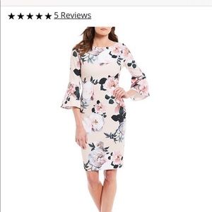 NWT Calvin Klein floral bell sleeved midi dress